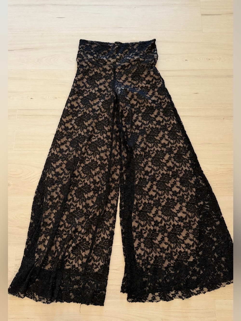 Essex Wide Leg Lace Black Pants